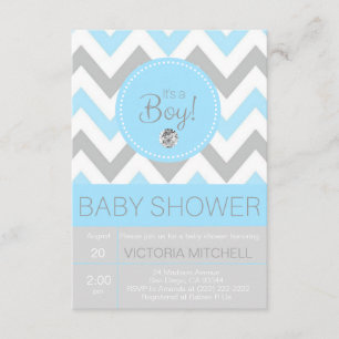 Invitación Lindo "es un Chevron azul/gris Baby Shower del