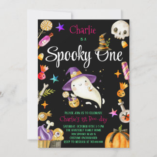 Invitación Lindo Espeluznante Fantasma de Halloween Cumpleaño