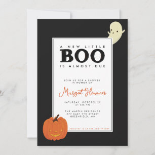 Invitación Lindo fantasma de Little Boo ilustrado y calabaza 