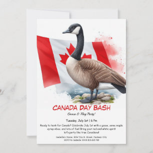 Invitación Lindo Ganso de Canadá y Bandera de Hoja de Arce