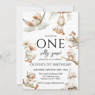 Invitación lindo Ganso Tonto, Un Ganso Tonto Fiesta de Cumple