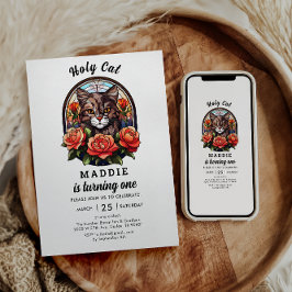 Invitación ¡lindo gato que soy uno! Chica de gato lindo prime