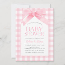Lindo Gingham rosa con Baby Shower Chica Bow