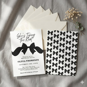 Invitación Lindo lazo negro Ella está atando el nudo Despedid