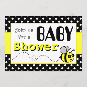 Invitación Lindo manosee Baby Shower amarillo y negro de la