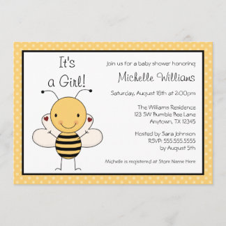 Invitación Lindo manosee el lunar Baby Shower de la abeja