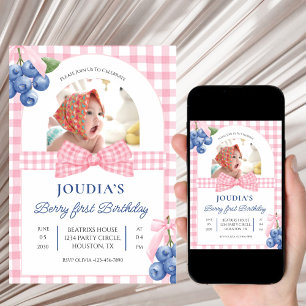 Invitación lindo minimalista Acuarela Cumpleaños de Berry Pr