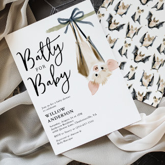 Invitación Lindo Murciélago para Fiesta de Bebé de Halloween