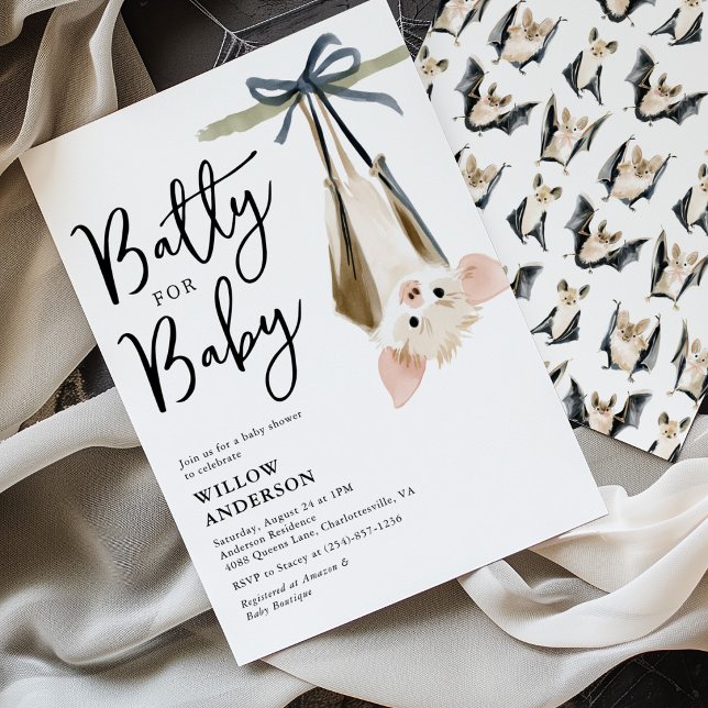 Invitación Lindo Murciélago para Fiesta de Bebé de Halloween (Subido por el creador)