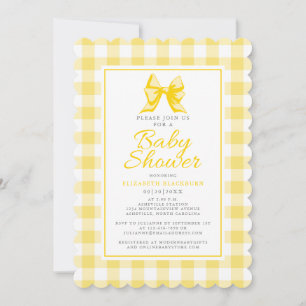 Invitación Lindo patrón de cuadros gingham en pastel amarillo