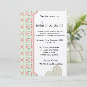Invitación Lindo patrón floral pastel sin costuras rosa dulce