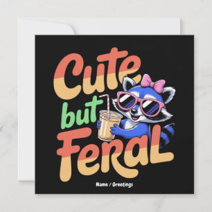 Invitación Lindo Pero Feral Divertido Adorable Mapache Retro 