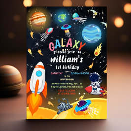 Invitación lindo planeta Alien Stars Space galaxia 1º cumplea