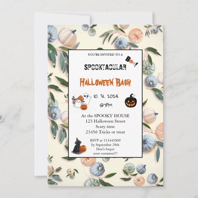 Invitación Lindo pumpkin Boo fiesta de Halloween rosa  (Anverso)