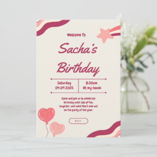 Invitación lindo purpurina de cumpleaños de niñita rosa