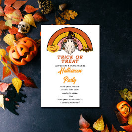 Invitación lindo retro groovy halloween gost