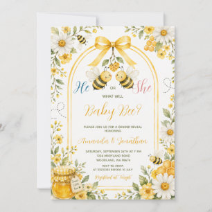 Invitación Lindo Revelación de género de abeja bebé Floral Da