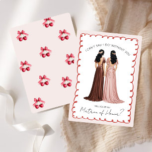 Invitación Lindo "¿Serás mi Dama de Honor?" Cereza