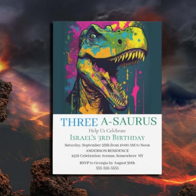 Invitación Lindo tema de Dinosaurio T-Rex Mundo Jurásico (Subido por el creador)