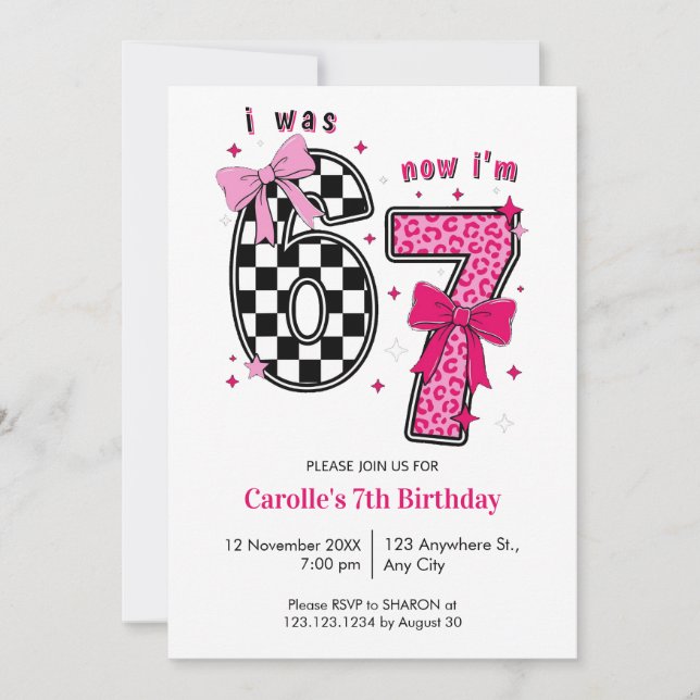 Invitación Lindo Tenía 6 Ahora Tengo 7 Cumpleaños (Anverso)