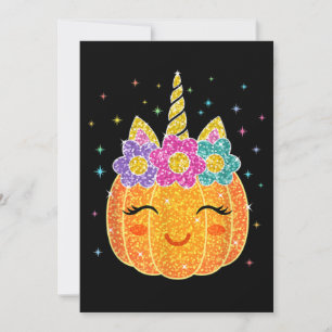 Invitación Lindo Unicornio Calabaza Halloween Día de Acción d