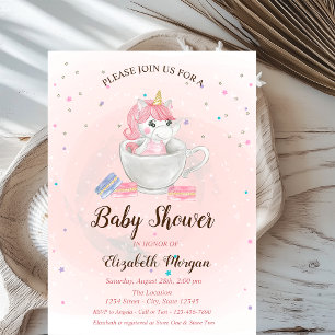 Invitación Lindo Unicornio, Macarrones, Cumpleaños de Estrell