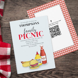Invitación Lindo verano picnic trendy QR Código medios social