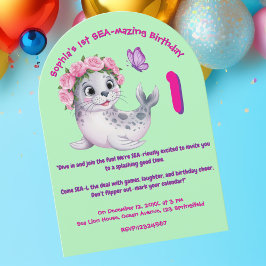 Invitación Lindo y colorido León Floral Girly Kids Cumpleaños