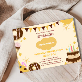 Invitación lindo y único pastel de donut icecream cumpleaños 
