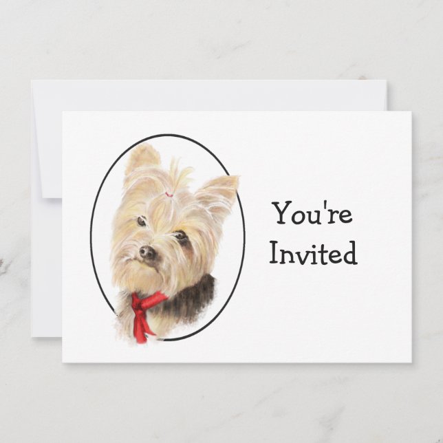 Invitación Lindo Yorkshire Terrier Yorkie Aniversario de boda (Anverso)