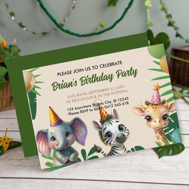 Invitación lindos animales salvajes de safari en la jungla sa (Subido por el creador)