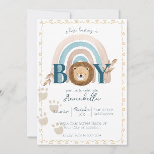 Invitación Lindos estampados de huellas de cachorro de león B