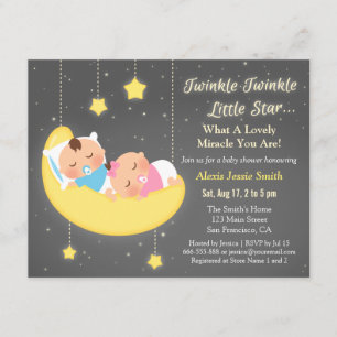 Invitación Lindos Gemelos de Brilla Brilla Estrellita Invitac