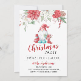Invitación lindos gnomo floral Navidades de flores invierno f