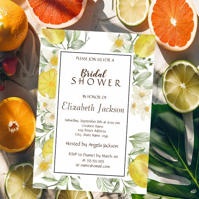 Invitación Lindos limones de acuarela con flores (Subido por el creador)