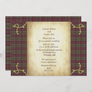 Invitación Lindsay Weathered Scottish Tartan Garden Wedding