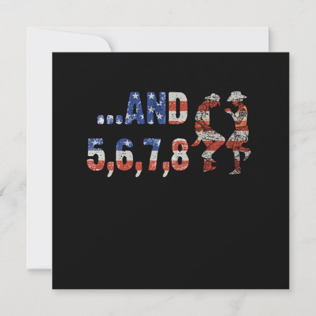 Invitación Line Dance Country Music US Flag Cowboy Cowgirl Gi (Anverso)