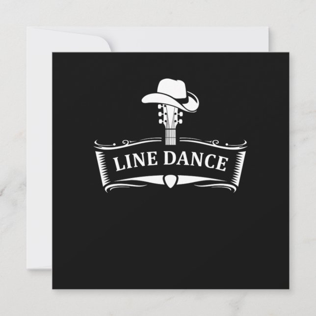 Invitación Line Dance Dance Dancing Country Cowboy Cowgirl Gi (Anverso)