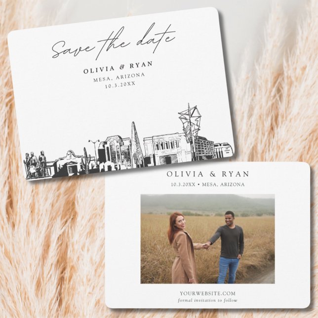 Invitación Línea aérea Boda de Mesa Arizona Salva la fecha (Mesa Arizona Save the Date Wedding Invitation)