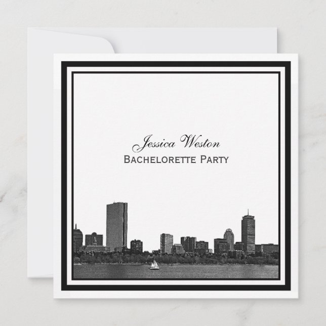 Invitación Línea Aérea De Boston Etched Fraude Bachelorette (Anverso)