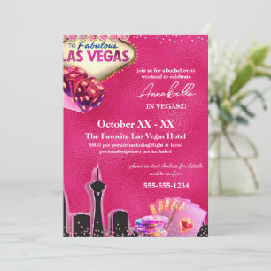 Invitación Línea aérea Neon Hot Pink Las Vegas