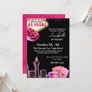 Invitación Línea aérea rosa y negra de Las Vegas