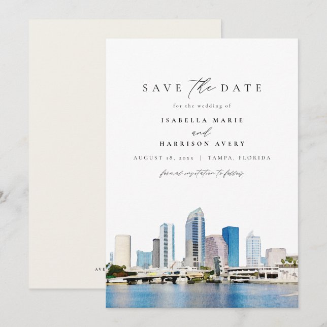 Invitación Línea aérea Tampa Florida para salvar la fecha (Anverso / Reverso)