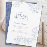 Invitación Línea Azul Clásica Escurrida Floral Bridal Shower<br><div class="desc">Elegante Blue Line Drawn Floral Bridal Shower Invitation Esta preciosa invitación a una ducha de novia le dará un toque de elegancia perfecto a su evento.</div>
