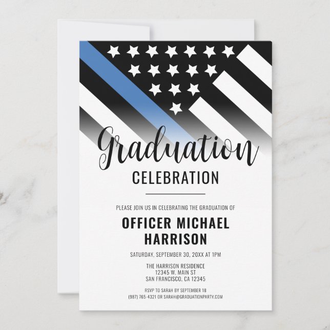 Invitación Línea Azul del Partido de Graduación de la Policía (Anverso)