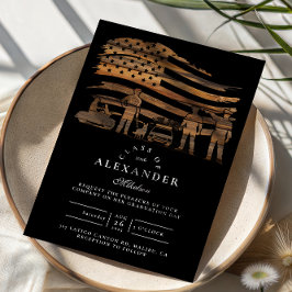 Invitación Línea Azul Fina Graduación Policía Rústica