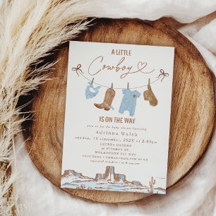 Invitación Línea azul occidental de ropa Pequeño Cowboy Baby 