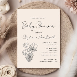 Invitación Línea Botánica Moderna Art Cream Baby Shower