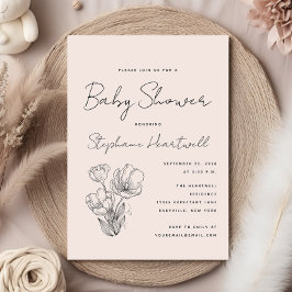 Invitación Línea Botánica Moderna Art Rubor Baby Shower