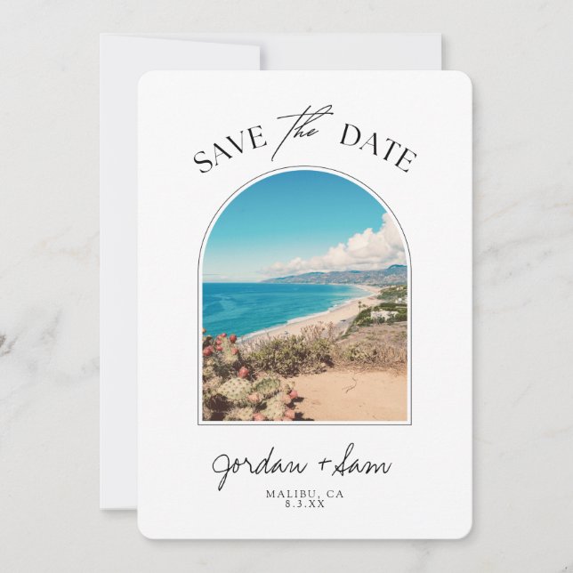 Invitación Línea costera Boda de Malibu Guardar la fecha (Anverso)